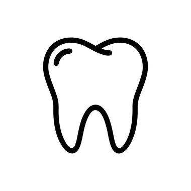 Diş simgesi. Beyaz arka planda izole edilmiş siyah bir diş izi. Vektör illüstrasyonu.