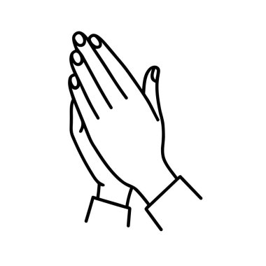 Dua eden eller ikonu. Siyah dua eden eller beyaz arka planda izole edilmiş. Vektör illüstrasyonu.