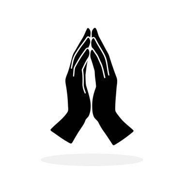 Dua eden eller ikonu. Siyah dua eden eller beyaz arka planda izole edilmiş. Vektör illüstrasyonu.