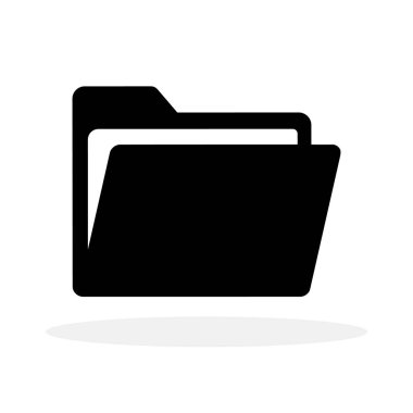 Dizin simgesi. Beyaz arkaplanda siyah klasör simgesi izole edildi. Vektör illüstrasyonu