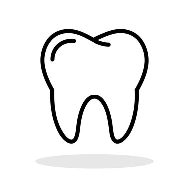 Diş simgesi. Beyaz arka planda izole edilmiş siyah bir diş izi. Vektör illüstrasyonu.