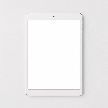 Beyaz tablet, beyaz arka planda izole edilmiş. Teknoloji ve aygıt çizimleri için uygun.