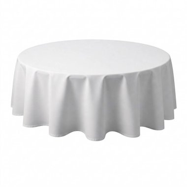 Yuvarlak masa örtüsü, beyaz arka planda izole edilmiş. Dekor ve tekstil çizimleri için uygun