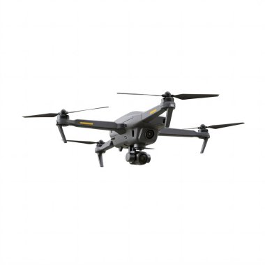 Kameralı gri kuadkopter dron, hava aracı, insansız hava aracı, teknoloji, gözetim. Beyaz bir arkaplanda izole edilmiş.
