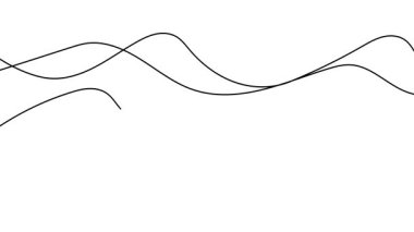 Dalgalı çizgilerin tek çizgi çiziminin animasyonu. Dalgalı çizgilerin sürekli hareketi. Tek satırlı kesintisiz video.