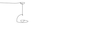 Kolye ışığının tek çizgi çiziminin animasyonu. Kolye ışığının sürekli kontur hareketi. Tek satırlı kesintisiz video.