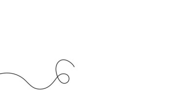 Ayçöreğinin renkli tek bir çizgi çiziminin animasyonu. Bir kruvasan hamur işi sürekli hareket halindedir. Bir satır ve renk doldurmalı kesintisiz video.