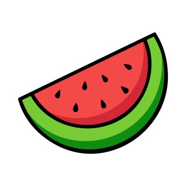 Renkli karpuz dilimi. Beyaz arkaplanda karpuz simgesi izole edildi. Vektör illüstrasyonu.