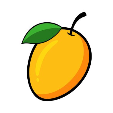 Renkli mango. Mango simgesi beyaz arkaplanda izole edildi. Vektör illüstrasyonu.