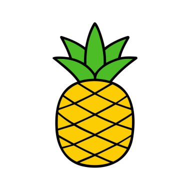 Renkli ananas. Beyaz arkaplanda izole edilmiş ananas simgesi. Vektör illüstrasyonu.