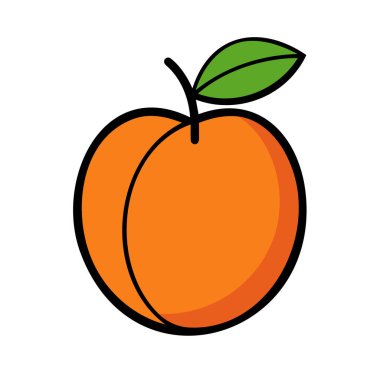 Renkli kayısı. Kayısı simgesi beyaz arkaplanda izole edildi. Vektör illüstrasyonu.