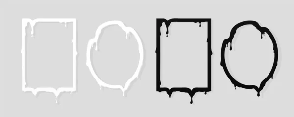 Шаблон Расплавленных Белых Черных Рам Тающие Круги Прямоугольники Капельками Изображения — стоковый вектор