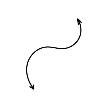 Siyah kıvranan ve bükülen oklar ikon seti. Çizgi tasarımı grafik vektör dekoru için imleç hareketi ve minimalist uzaklık sembolü
