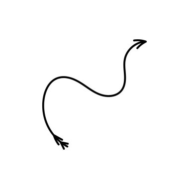 Siyah kıvranan ve bükülen oklar ikon seti. Çizgi tasarımı grafik vektör dekoru için imleç hareketi ve minimalist uzaklık sembolü