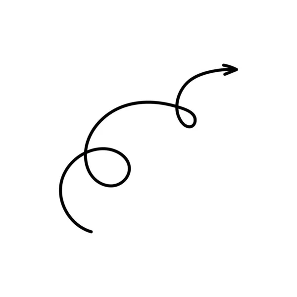 黑色扭动和扭曲箭头图标集 带有平面图矢量装饰轮廓设计的路标运动和极小距离符号 — 图库矢量图片