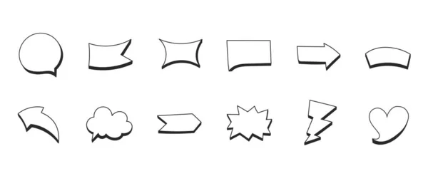 Geometric Frames Hand Drawn Icon Set Arrows Pointers Speech Bubbles — Stock Vector