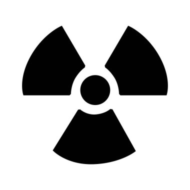 Radyasyonun siyah sembolü. Nükleer patlama tehlikesi ve kontrolsüz atomik reaksiyon ve vektör kirliliği ile toksik