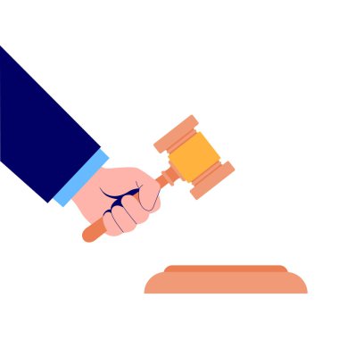 Çekici çekiçle vurun. Açık artırma sembolü satış teklifleri ve vektör yargıları ile hukuki yargılar