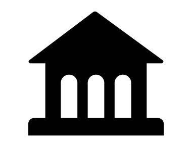 Siyah banka antika tarzı bir ikon. Nakit mevduatların depolanması ve vektör faiziyle iş yatırımlarının korunması için mali yapı.