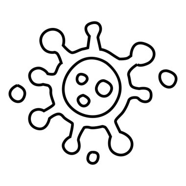 Virüs bakteri eli çizilmiş. Mikroskobik vektör dikenli bacaklı salgın ve koronovirüs için tehlikeli bir madde.