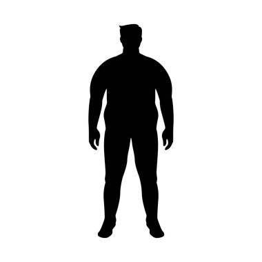 Silhouette of fat man. Body index and overweight design with visible obesity as symbol of unhealthy eating and low vector activity