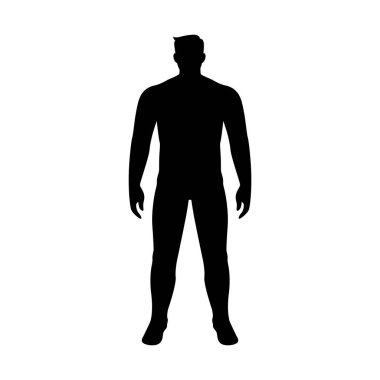 Silhouette of large man. Body index and overweight design with visible obesity as symbol of unhealthy eating and low vector activity