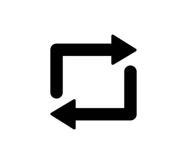 Square of black arrows. Direction navigation and web design of curved pointers with multimedia vector reload