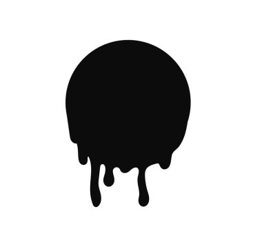 Leaky black seal sticker. Melted round heat label for certificate and confidential agreement vintage vector document