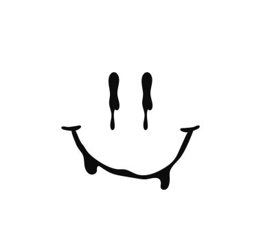Melted laugh emotions. Leaky face spreading in drops with joyful smile melting with happiness and good vector mood