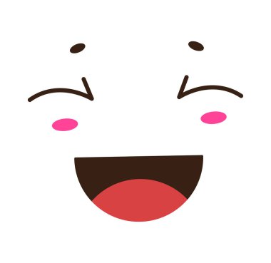 Pretty cheerful face emotion. Cute character with happy expression for web chat and social apps with vector avatar