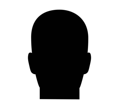 Silhouette of human head in full face. Black sketch portrait for artistic abstraction and designation of anonym in web social vector networks