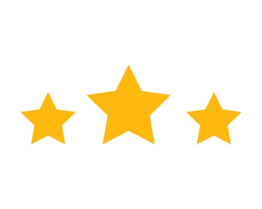Three golden stars. Rating yellow award for quality marketing and service for winner in successful business vector competition