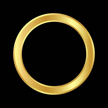 Golden circle frame template. Thick empty ring for image and photo with luxurious edging as decoration for design and vector presentation