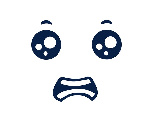 Scared kawaii face emotion. Cute character with panic expression for web chat and social apps with vector avatar