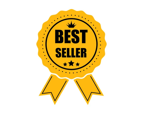 Gold Label Best Seller Yellow Stamp Label Award Qualified Marketer — Stockvector