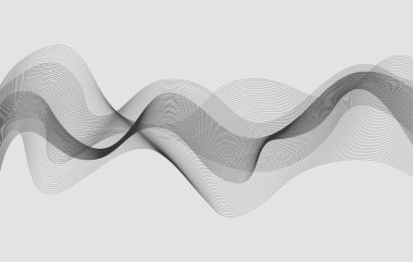 Gray geometric grid wave. Abstract futuristic flow curve with digital graphic texture warps for sound and scan vector technology