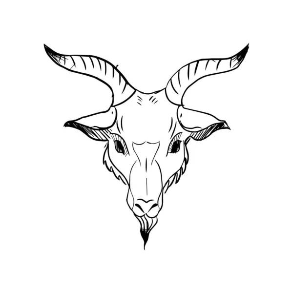 Ocult Head Goat Horns Demonology Sacrifice Symbol Lucifer Vector Baphomet — Vector de stock