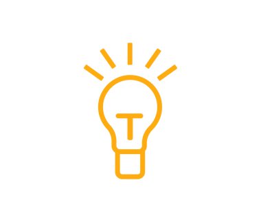 Ampul çizgisi simgesi vektörü, beyaz arkaplanda izole. Fikir işareti, çözüm, düşünme konsepti. Işıklı lamba. Elektrik, parlıyor. Grafik tasarımı için modaya uygun düz stil, web sitesi, UI. EPS