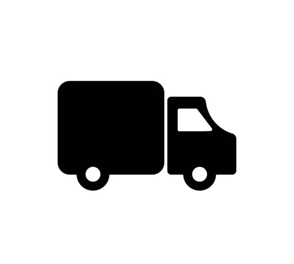 Zwarte Truck Icoon Automobiel Voor Levering Van Vracht Koerier Dienst — Stockvector