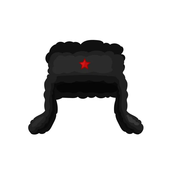 Kırmızı Yıldızlı Kulaklıklı Şapka Sovyet Başlığı Geleneksel Vektör Tasarımlarıyla Soğuğa — Stok Vektör