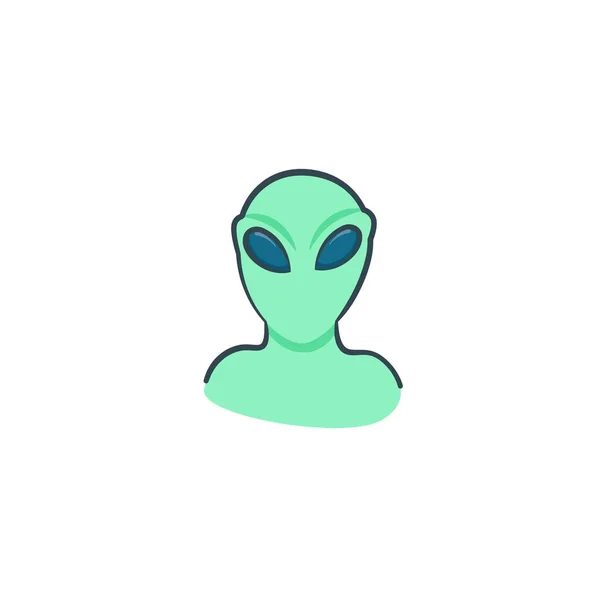 Extraterrestre Vert Aux Grands Yeux Créature Extraterrestre Avec Une Énorme — Image vectorielle