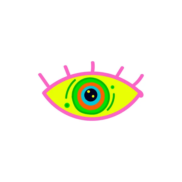 迷幻的眼睛 带有抽象装饰的五颜六色催眠视觉对麻醉精神感知的影响 — 图库矢量图片