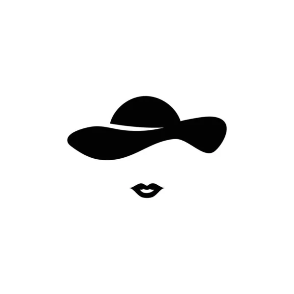 女性の帽子と唇のテンプレート レトロな女性のキャラクターとヴィンテージスタイルのマスケードとデザイナーベクターアバター — ストックベクタ