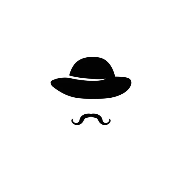 Chapeau Homme Moustache Modèle Caractère Gentleman Rétro Avec Style Vintage — Image vectorielle