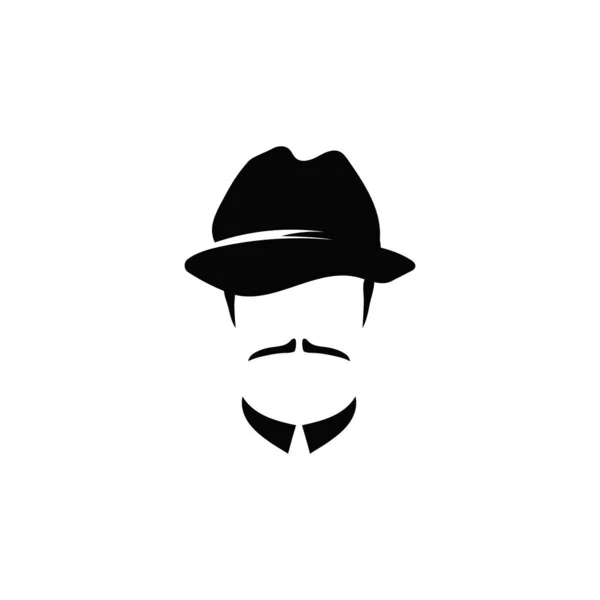 帽子と口ひげのテンプレートで着色された男性のプロフィール 古いです男性キャラクター20代のためのヴィンテージスタイルマスケードとデザイナーベクターアバター — ストックベクタ