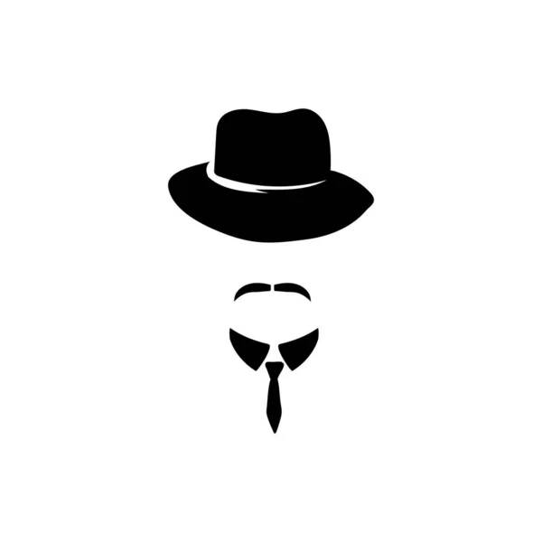 ネクタイ帽子と口ひげのテンプレートを持つ男性のプロフィール レトロな男性キャラクター20代のためのヴィンテージスタイルマスケードとデザイナーベクターアバター — ストックベクタ