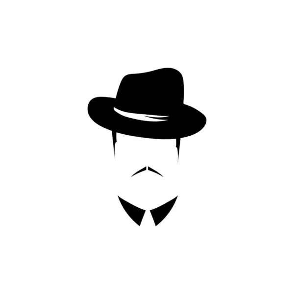 Male Head Tie Hat Mustache Template Retro Men Character 20S — Stock Vector