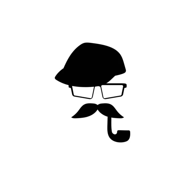 Tête Rétro Chapeau Lunettes Avec Moustachée Modèle Tube Personnage Gentleman — Image vectorielle
