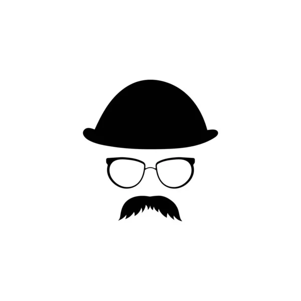 Masque Rétro Chapeau Lunettes Avec Modèle Moustache Personnage Gentleman Mode — Image vectorielle