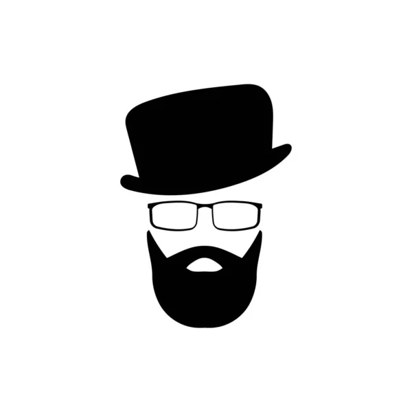 Retro Hipster Gafas Sombrero Con Plantilla Barba Elegante Personaje Caballero — Vector de stock